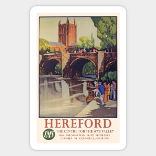 Vintage LMS Travel Poster for Hereford Sticker